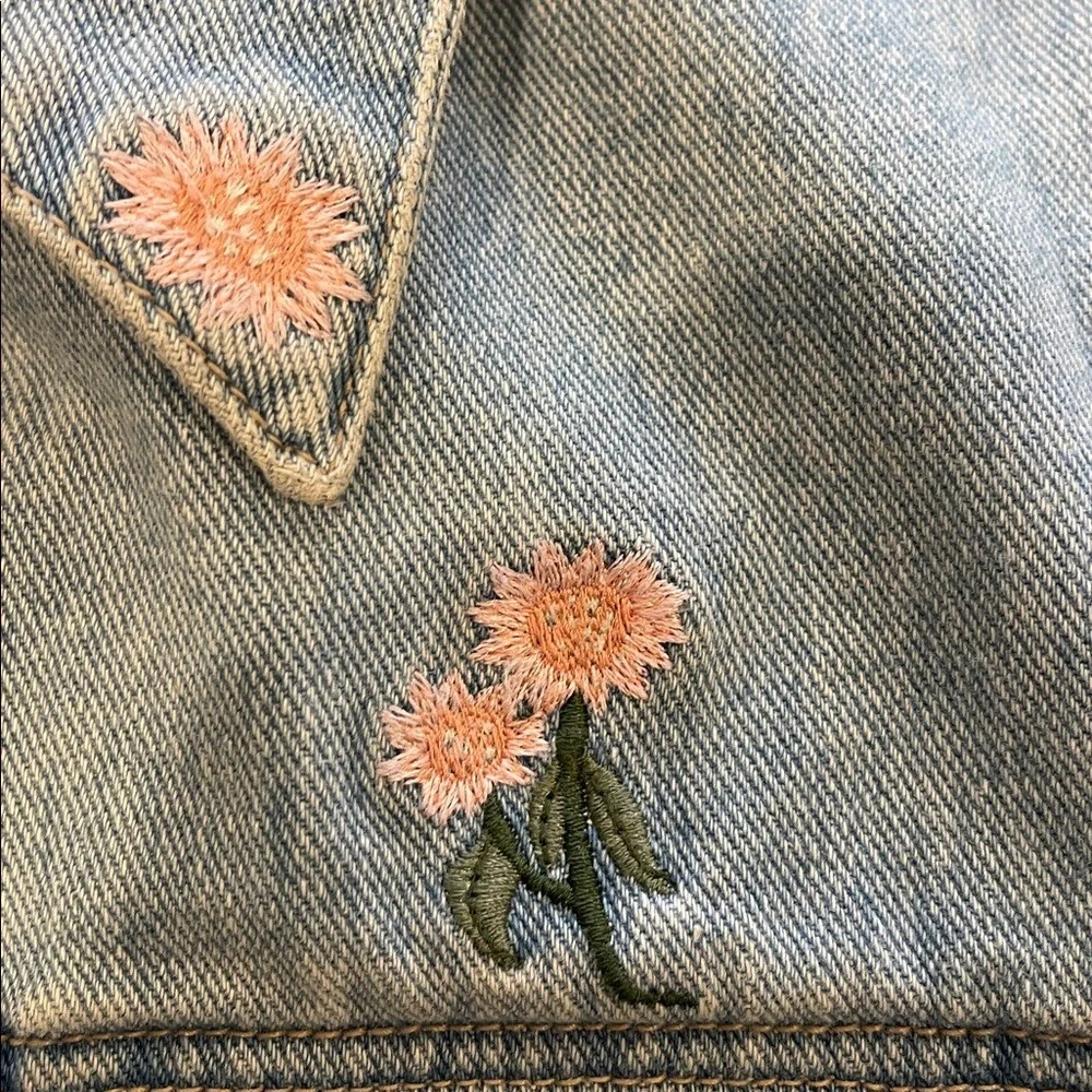 Ki-ko-mo Kikomo Denim Embroidered Boho‎ Floral Vest Medium